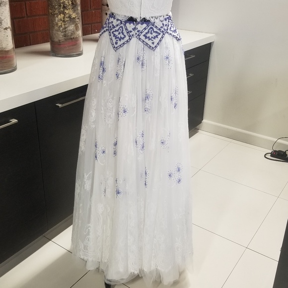 Sherri Hill 50997 Two Piece Ivory/Royal - Picture 9 of 10